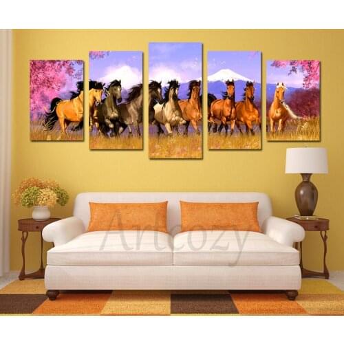 2017 5D DIY Diamond Painting Flower Horse 5pcs Cross Stitch Landscape Needlework Home Decor 3D Square Full Diamond Embroidery