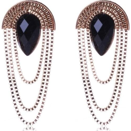 2017 high quality brand fashion sell like hot cakes Exaggeration to restore ancient ways metal gem tassel stud earrings