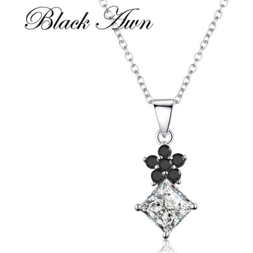 2021 New Silver Necklace 925 Sterling Silver 7.5Gram Square Necklaces Pendants for Women Fine Jewelry Bijoux En Argent 925 P168