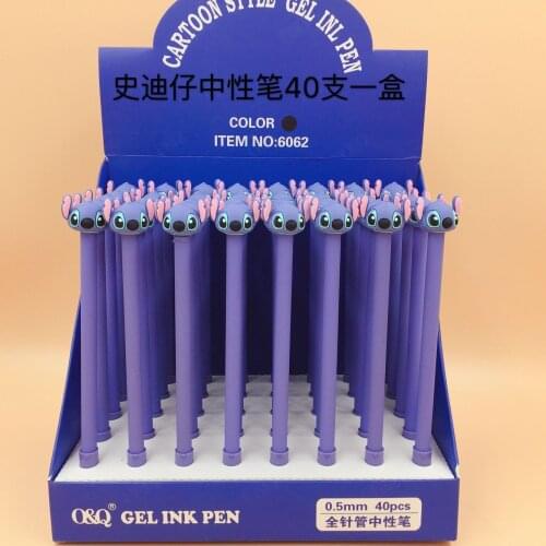 40pcs/batch cartoon stitch gel pen cute 0.5mm black ink signature pen school office writing supplies promotional gifts Disney