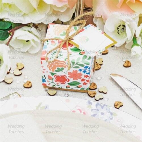 5Pcs Flower Style Kraft Paper Candy Box Square Wedding Favor Gift Party Supply Packaging Bag Wedding Candy Box Wrapping Supplies