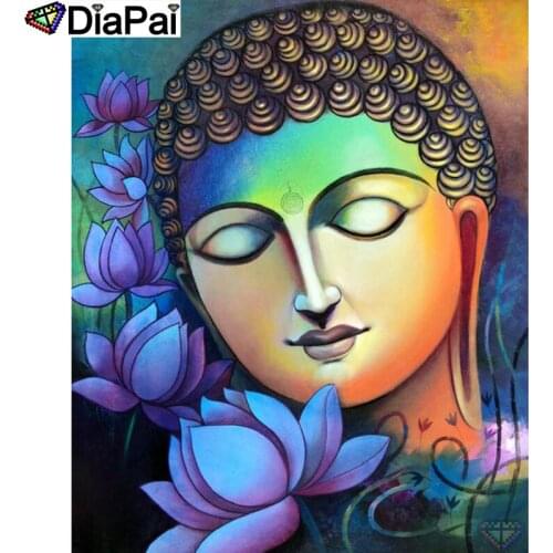 DIAPAI 5D DIY Diamond Painting "Buddha flower" Full Drill Resin Diamond Embroidery Cross Stitch Home Decor A26371