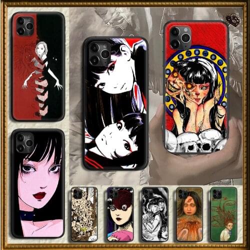 Horror Junji Ito Tees Phone Case Cover Hull For iphone 5 5s se 2 6 6s 7 8 12 mini plus X XS XR 11 PRO MAX black art prime trend