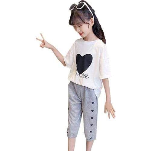 Childrens Clothes For Girls Letter Tshirt + Short Girl Outfit Casual Style Kids Summer Tracksuit 6 8 10 12 14