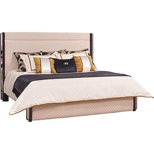 American Nordic double bed light luxury solid wood French soft pack bed bedroom modern minimalist wedding bed master bedroom