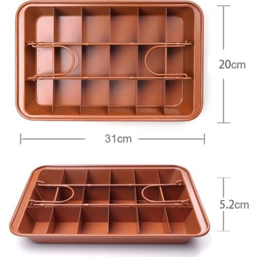 Brownie Baking Pan Nonstick Coating Chocolate Cake Mold Square Lattice 18 Cavity Easy Cleaning Thickened Bakeware Baking Tools