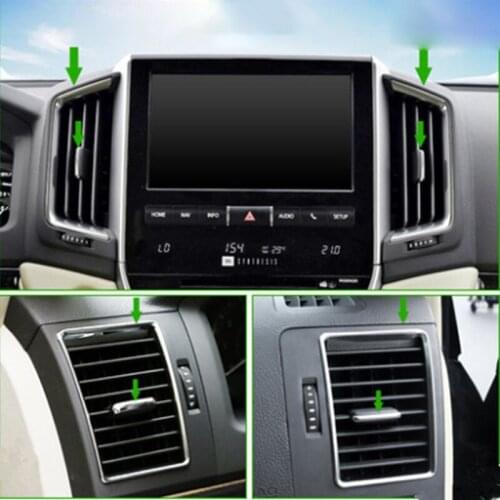 Stainless Steel Chrome Air Conditioning Vent A/C Outlet Decorative Frame Cover Trim for 16-20 Toyota Land Cruiser LC200