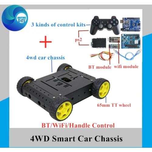 WiFi/Bluetooth/PS2 RC 4wd Smart Car Chassis Kit with UNO R3 Board+Motor Driver Board for Arduino DIY Remote Control Robot