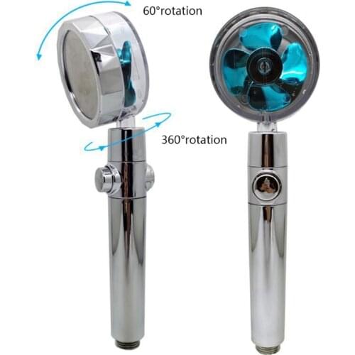 Creative Transparent Handheld Shower Head With Visual Rotating Fan 4 Points Universal Interface Bathroom Supplies