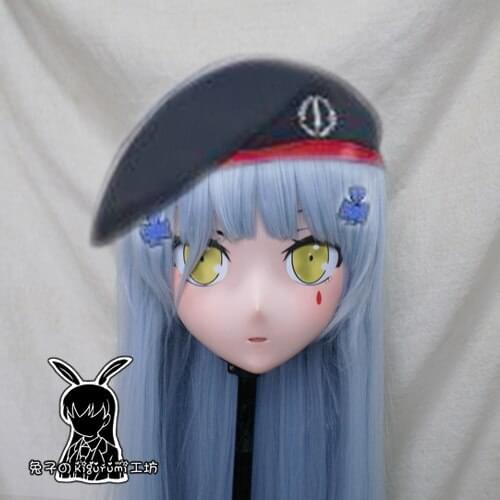 Rabbit 81) Resin Cross dress Pretty Girl Head BID Doll Mask Japanese Anime Kigurumi Mask Cosplay with Wig