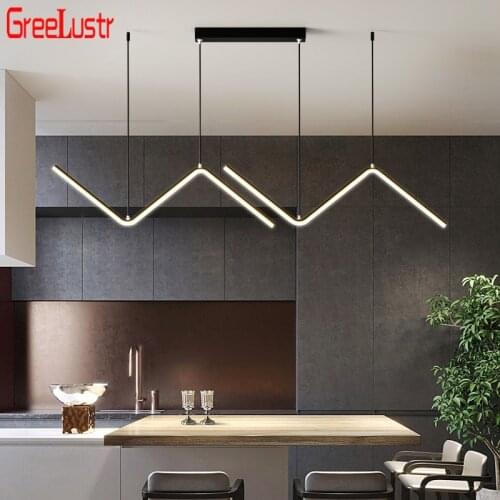 Minimalist Design Line Led Pendant Light Nordic Dimming Gold Pendant Chandelier Lamp Suspension Table Hanging Light Lustres