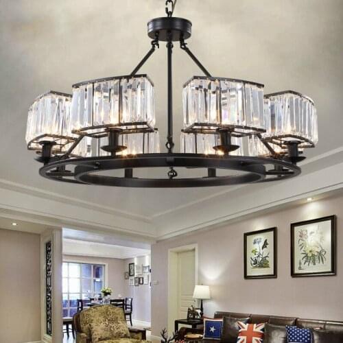 American Retro Industrial Loft E14 Led Chandelier Lustre Crystal Pendant Chandelier French Style Living Room Chandelier Lighting
