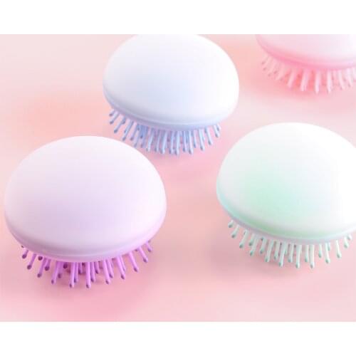 Cute Jellyfish Massage Hair Brush Portable Round Soft Silicone Hair Comb Airbag Scalp Massager Detangle Shower Shampoo Brush