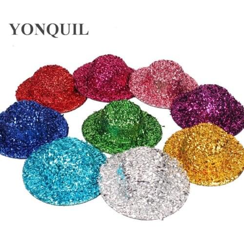 2.75"(7CM) 9 Color Mini Top Fascinator Hats Blingbling Children Party Hats New Year Headwear Cute Millinery 24 Pieces/Lot MH002