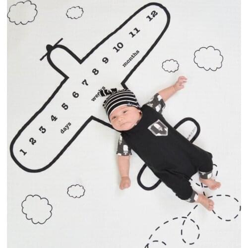 Cartoon Aircraft Monthly Blanket Accessories In Milestone Blanket Photo Prop Background Cloth Boys And Girls 110x100cm
