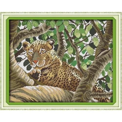 Joy sunday animal style Leopard wildlife cross stitch patterns needlepoint kits for home ornaments