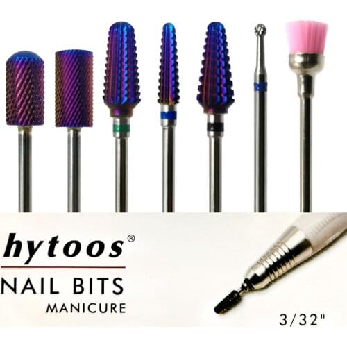 HYTOOS 7Pcs/set Purple Nail Drill Bit Set Milling Cutter For Manicure Carbide Bit Manicure Pedicure Tool Kit Nails Accessories