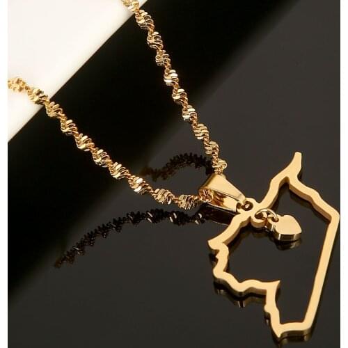 Stainless Steel Syria Map Pendant Necklace Syrians Map Heart Charms Jewelry