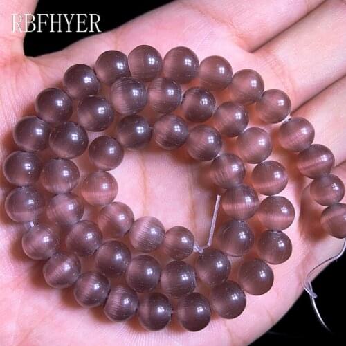 Wholesale Natural Opal Dark purple Cats Eye Stone 4/6/8/10/12MM Round Spacer beads for Handmade bracelet Jewelry making DIY15