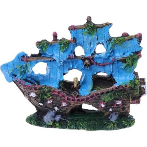 Aquarium Ornament Resin Sailing Boat Sunk Ship Fish Tank Aquarium Decoration