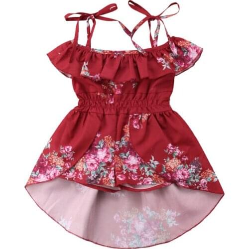 2019 New Floral Toddler Baby Girls Kids Off Shoulder Dovetail Dress Romper Bodysuit Good Quality Cotton New Hot Sale O-Neck