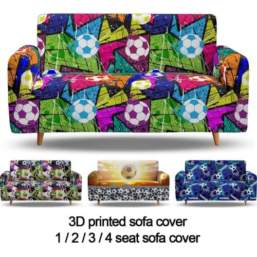 Football Sports Printing Dustproof Non-slip Elastic Living Room Corner Sofa Cover Armrest Combination Sofa 1/2/3/4 Seat Cover