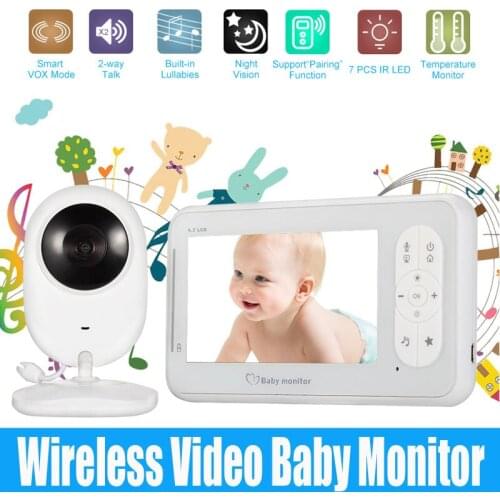 Wireless Audio Video Baby Monitor 4.3 inch LCD Radio Nanny Music IR 24h Portable Camera Walkie Talkie Intercom Babysitter 902
