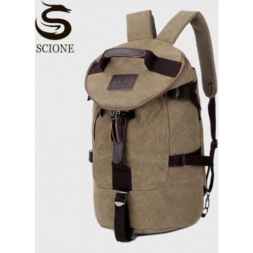 Fashion Canvas Backpack Men Multifunctional Crossbody Handbag Coffee Khaki Male Travel Backbag High Quality Laptop Backpacks