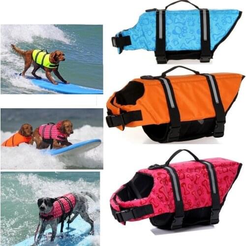 Dog Life Vest Summer Printed Pet Life Jacket Dog Safety Clothes Dogs Swimwear Pets Safety Swimming Suit