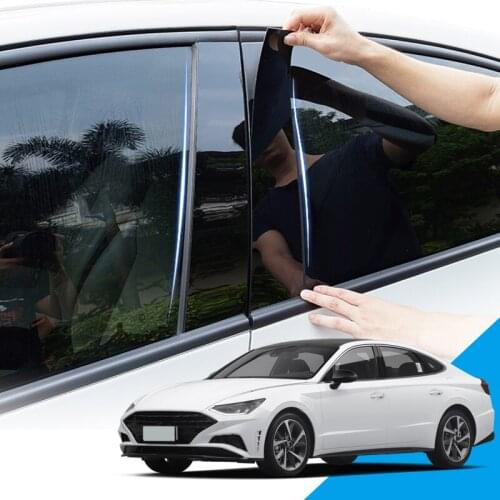 Car Styling PVC Car Window Pillar Trim Sticker Middle BC Column Stickers External Accessories For Hyundai Sonata DN8 2020 2021