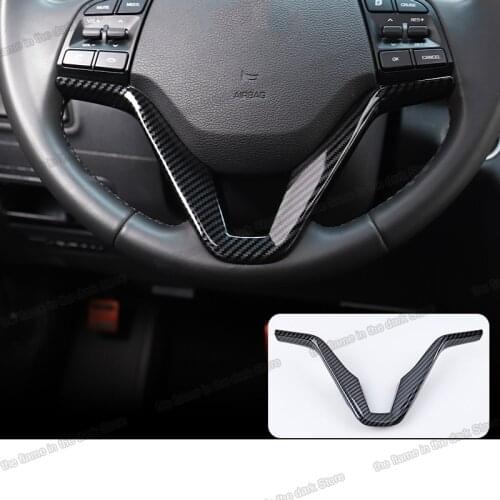 Carbon Fiber Abs Car Steering Wheel Strip Trims for Hyundai Tucson 2015 2016 2017 2018 2019 2020 Accessory Auto interior button
