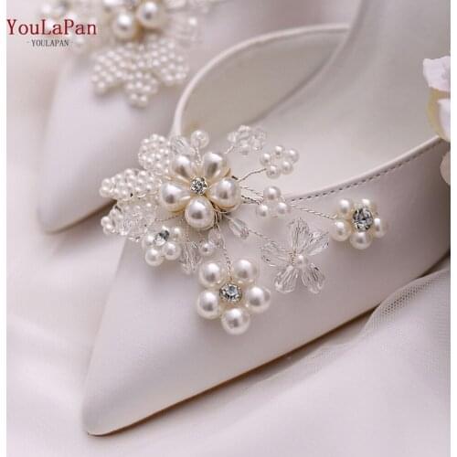 YouLaPan X14 Fashion Pearl Shoe Clip Clear Crystal Shoe Buckle Bridal High Heels Decoration Wedding Shoes Accessories for Women