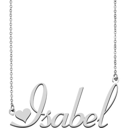 Isabel Name Necklace Personalised Stainless Steel Women Choker 18k Gold Plated Alphabet Letter Pendant Jewelry Friends Gift