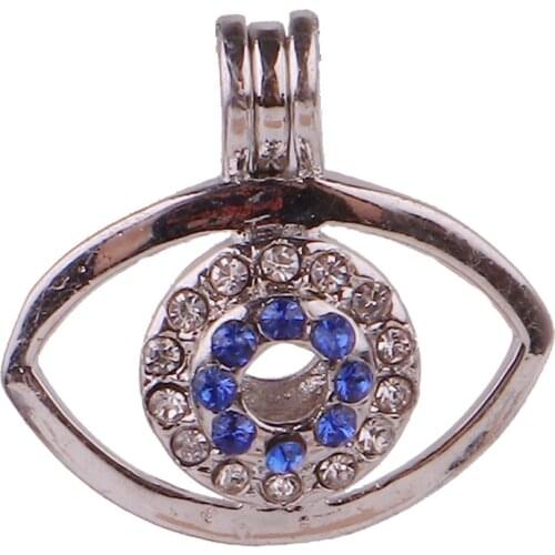 10pcs Silver Copper Eyes sparkling with Rhinestone bead Pearl Cage Locket Pendant Charms Party Essential Oil Perfume Diffuser