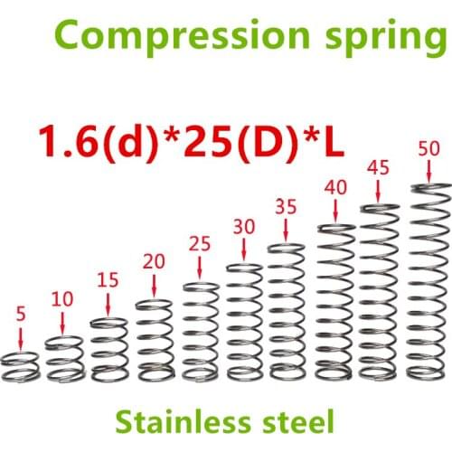 20pcs 1.6*25*(10/15/20/25/30/35/40/45/50) Stainless steel Series small spot spring wire compression pressure springs