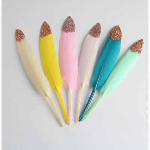 20pcs/lot Silver Gold Goose Feathers For Crafts 10-15cm / 4-6in Feather Jewelry DIY Decoration Accessories Plume Gold Feathers