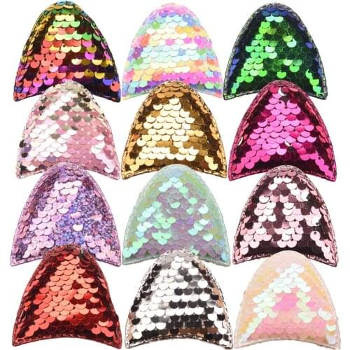 36PCS Embroidered sequins Cat Ears Unicorn Accessories Baby Girls Hair Accessories for DIY Unicorn Hair Bow Barrettes