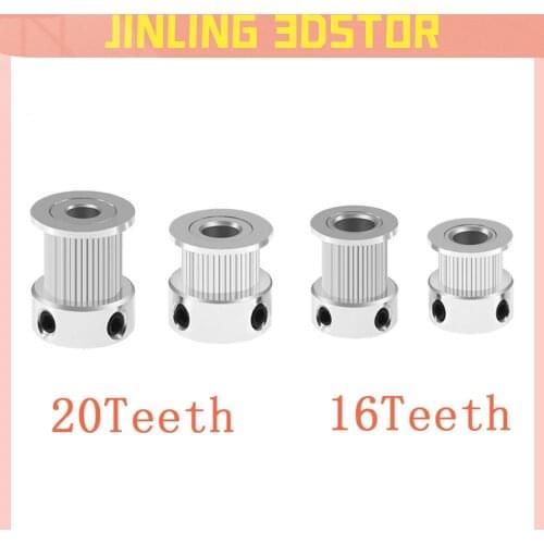 5pcs/lot 3D Printer GT2 20Teeth 16 teeth 20 Teeth Bore 5mm/8mm Timing Alumium Pulley Fit for GT2-6mm Open Timing Belt