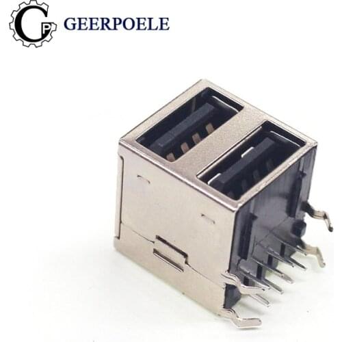 5 pcs/lot Double Socket Type A Bent Pins USB Connector PCB Female Port Jack Tail Electric Terminals