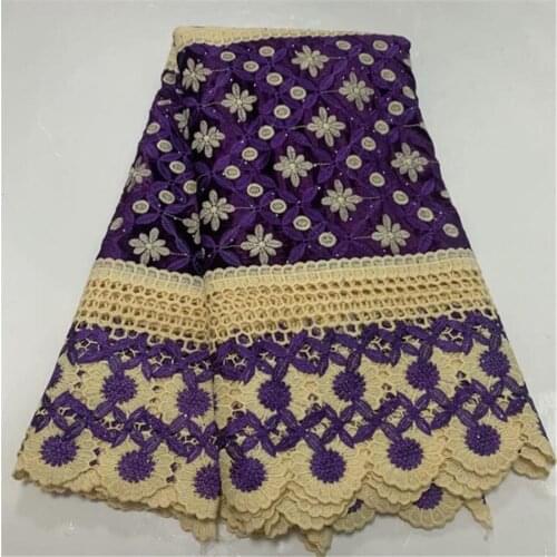 5yards velvet lace fabrics african guipure lace cord lace fabric with stones 2020 high quality Water soluble lace embroidered