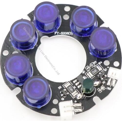 Hybrid Beam Angle CCTV Accessories Nano-infrared 6 Grain IR LED board for Surveillance cameras night vision diameter 53mm