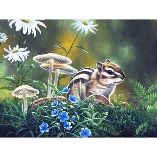 Diamond Painting Squirrel Animal Mushroom Square Diamond Round Diamond Decoration Customizable Wall Art Decoration Frameless