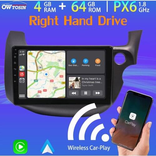10.1'' Android 10.0 PX6 4G+64G GPS Car Multimedia Player For Honda Fit Jazz RHD 2007-2013 Wireless Carplay Bluetooth 5.0 Radio