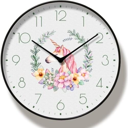 Lovely Unicorn Wall Clock Home Decor Quartz Sweep movement for Girls Room 30cm12inch Girls Nursery Unicorn and Rainbow Decor