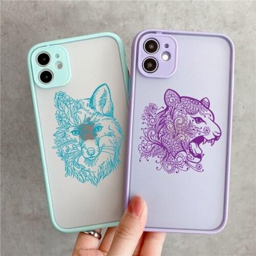 Animals Leopard Art Lion Phone Cover For iPhone 12 11 Pro Max X XS XR Max 7 8 7Plus 8 Plus 6S SE 2020 Transparent Case Fundas