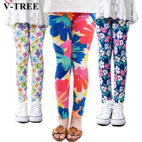 V-TREE Flower Girls Leggings Pencil Pants For Girl Autumn Pants Elastic Waist Kids Pants 2-14 Years Children Trousers