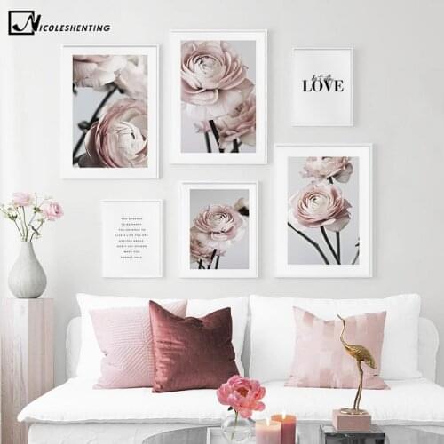 Ranunculus Flower Plant Canvas Painting Scandinavian Poster Floral Nordic Art Print Botanical Wall Picture for Living Room Decor