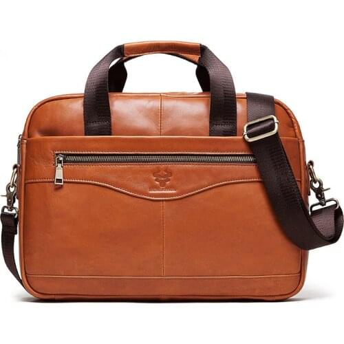 Genuine Leather Business Shoulder Bags Briefcase Men Crossbody Sling Messenger Bags Travel Totes Satchels for Laptop Books Ipad