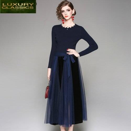 Long Women Vintage Dress Dress Spring Fall 2021 Clothes Kintted Mesh Slim Dresses Elegant Party Vestidos Verano LWL1668