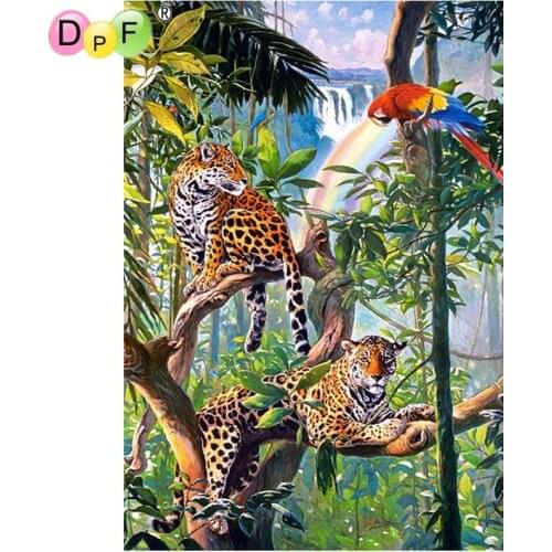 DPF diamond painting cross stitch needlework DIY leopard tree 5D diamond mosaic kit square gift decor diamond embroidery crafts